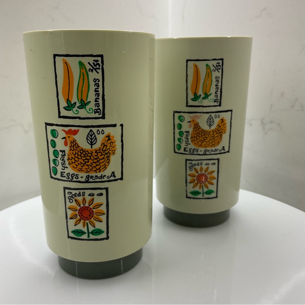 Vintage Farmer's Market Drinking Glasses Cottagecore Vegetables Set of 2